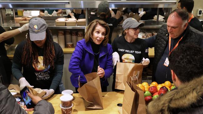 Former U.S. Speaker of the House Nancy Pelosi and celebrity chef Jose Andres. Picture: Chip Somodevilla/Getty Images/AFP