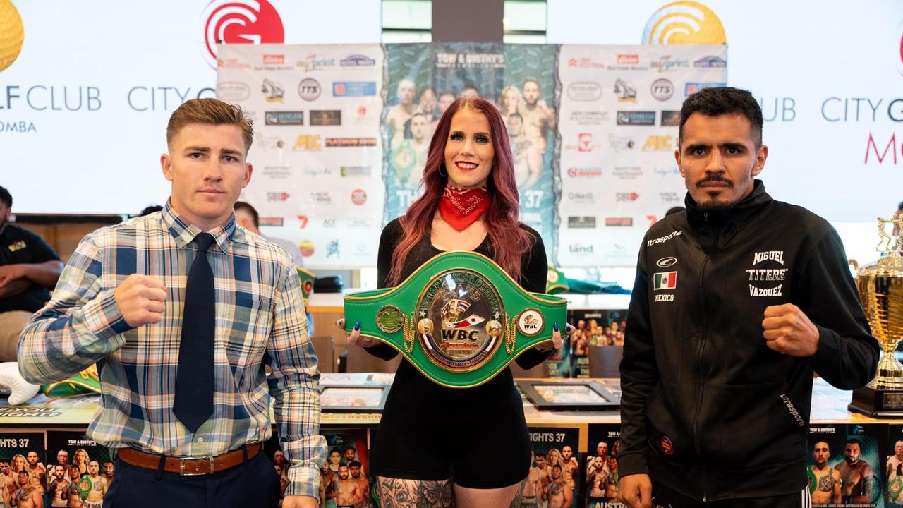 Jackson 'Stoneleigh' Griffiths and Miguel Vazquez at The Big Fights 37 press conference. Picture: Tanner Smith