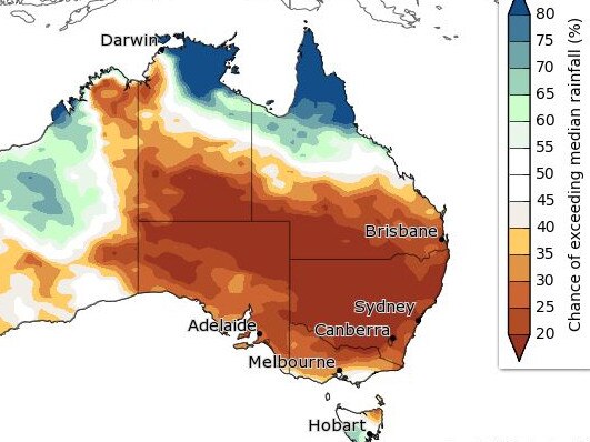 The Bureau of Meteorology's Spring Outlook showed most of Australia is in for a drier than average season.