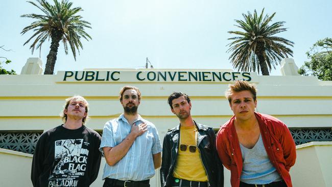 Hobart punk band A Swayze and the Ghosts, from left, Hendrik Wipprecht, Zackary Blain, Ben Simms and Andrew Swayze. Picture: SUPPLIED