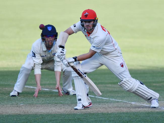 Travis Head scored a century for South Australia against a strong New South Wales bowling attack. Picture: AAP Image/David Mariuz