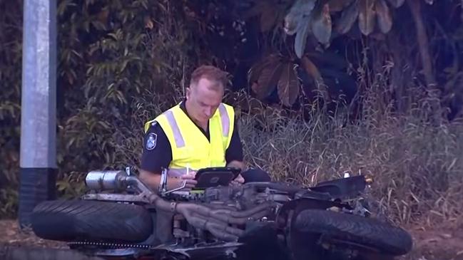 Police on scene at the site of the crash. Picture: 7News