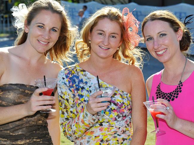 Ladies Day at Cluden Park. Carlie Marshall, Gemma Wise and Jaymie Franettovich. Picture: Shae Beplate.