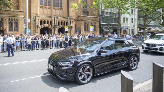 King Charles III leaves the waiting crowd after an official reception at NSW Parliament House. Picture: NewsWire /POOL/ Jeremy Piper