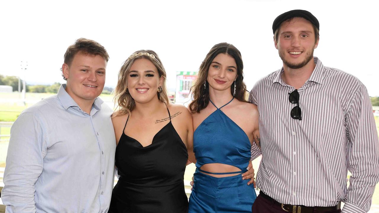 Ben Ashman, Alanah Wenn, Jess Eaves and Oscar Rogers at the Noosa Cup Race Day. Picture: Patrick Woods.