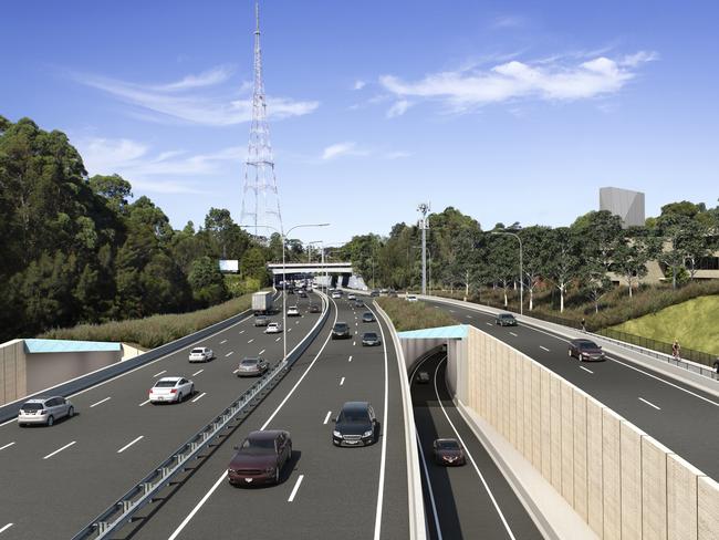 Artist impression of entry and exit points at Artarmon, Beaches Link Tunnel. Picture: NSW Government.