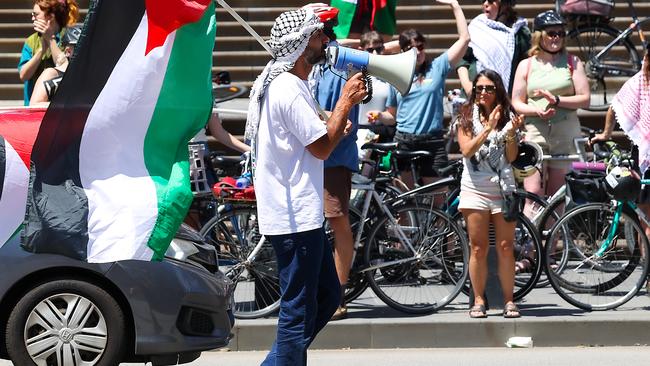 A convoy of cars and bikes have joined protests demanding a Free Palestine as the war continues in Gaza between Israel and Hamas. Picture: NCA NewsWire / Ian Currie