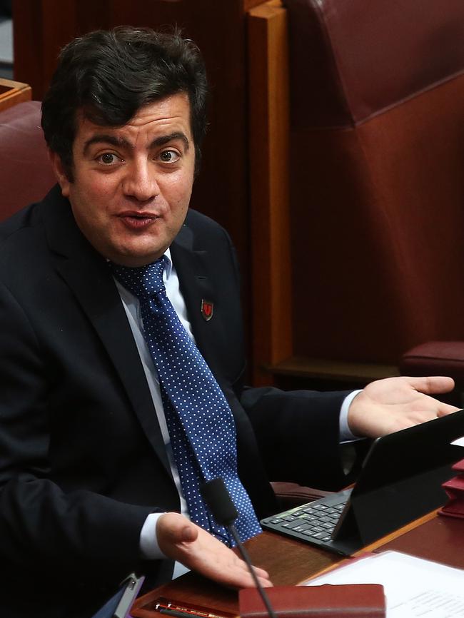 Senator Sam Dastyari in Senate Question Time. Picture: Kym Smith