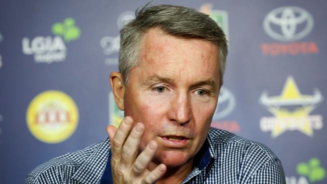 Paul Green, Coach of the Cowboys at the post game media conference after the Round 22 NRL match between the North Queensland Cowboys and the Melbourne Storm at 1300 SMILES Stadium in Townsville, Friday, August 4, 2017. (AAP Image/Michael Chambers) NO ARCHIVING, EDITORIAL USE ONLY