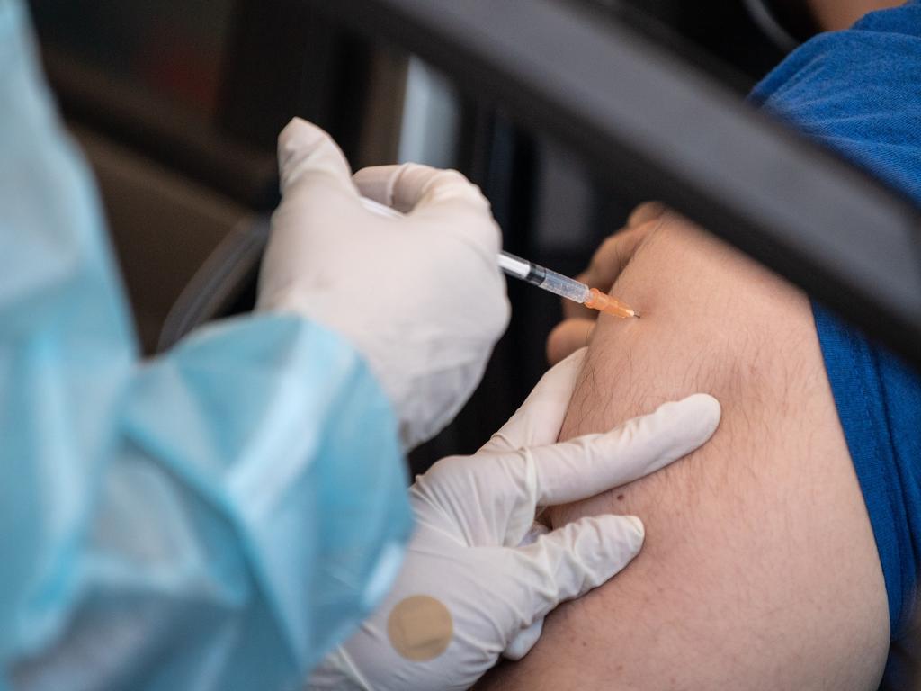 A drive-through Covid vaccination hub in Sydney. Picture: James Gourley/NCA NewsWire