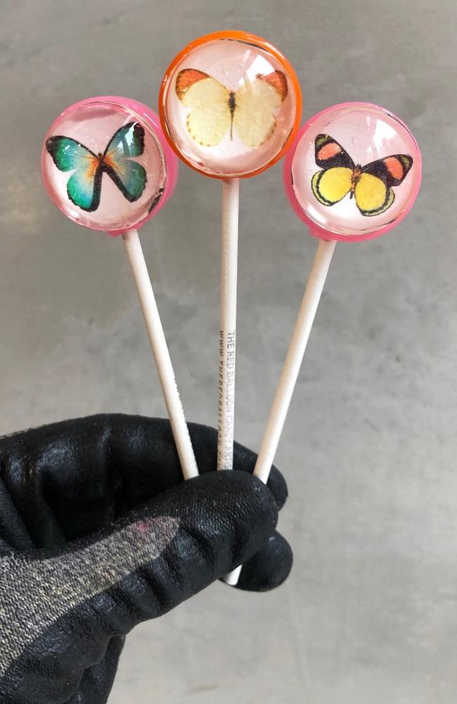 The Red Balloon Candy Artisans' butterfly lollipops. Picture: Supplied