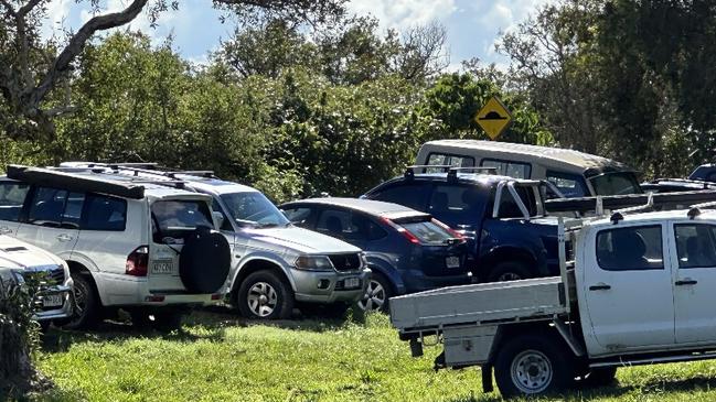 What a mess. Cars parked on the foreshore at Dunwich near the passenger ferry to Toondah Harbour. Picture: Judith Kerr