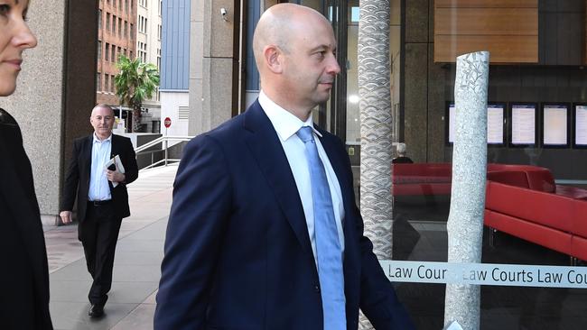 De Belin was greeted in court by NRL boss Todd Greenberg. Picture: AAP