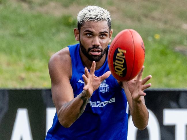 North Melbourne Football Club training. Tarryn Thomas. Picture: Jake Nowakowski