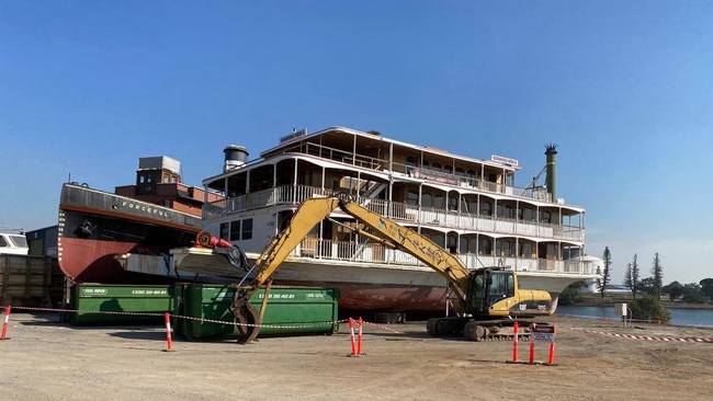 One of the two paddle wheelers just before it was torn apart at a shipyard last year.