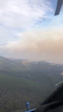 Aerial footage of fire at Central Plateau Tasmania