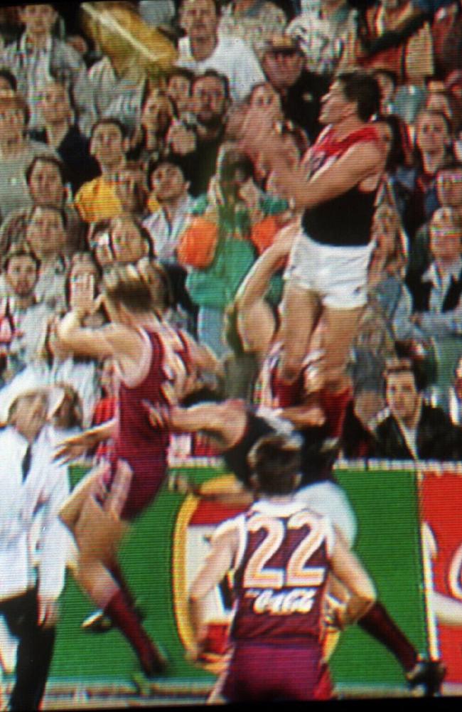 Shaun Smith’s Mark of the Century against Brisbane in 1995. Picture: Channel 7