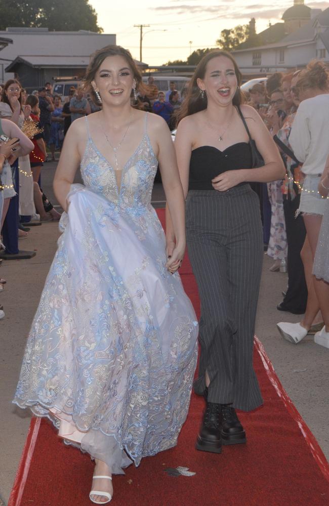 Warwick State High School graduate Taeyah Wilkie (R) and partner Kenya at Warwick RSL on November 17, 2023. Photo: Jessica Klein