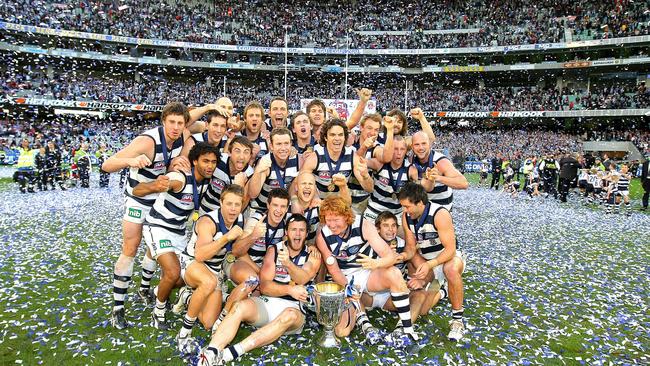 Ablett, Harley and the Cats celebrate the 2009 premiership win.