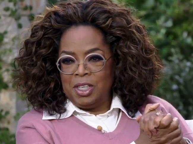 Oprah Winfrey in a clip from the interview with Meghan Markle and Prince Harry. Picture: CBS