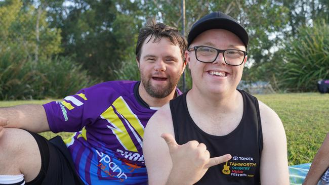 Michael Sedgwick and Jordan Ovis from the exhibition match at Sunshine Coast Stadium on Sunday, February 12, 2023. Picture: Katrina Lezaic