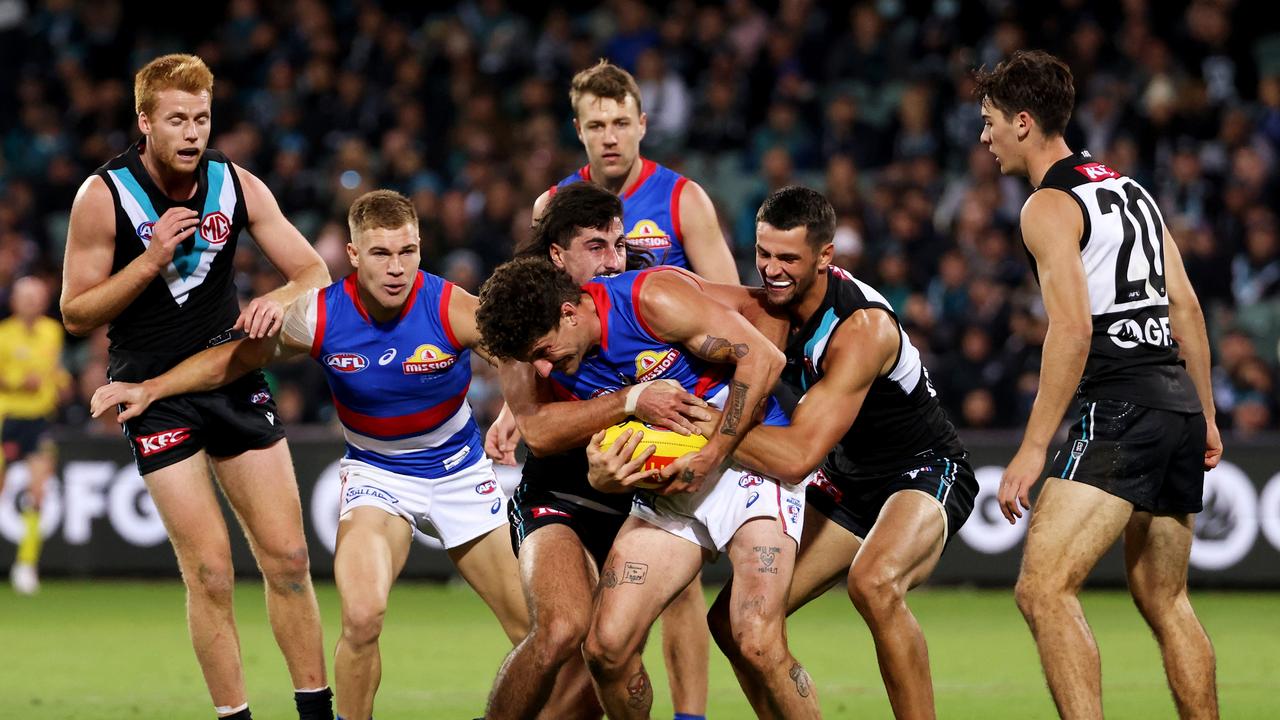 The Western Bulldogs’ season is teetering following a night of carnage at the Adelaide Oval Picture: Getty Images
