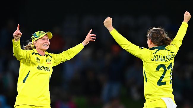 Lanning and Jess Jonassen have shared some good times. Picture: Hannah Peters/Getty Images