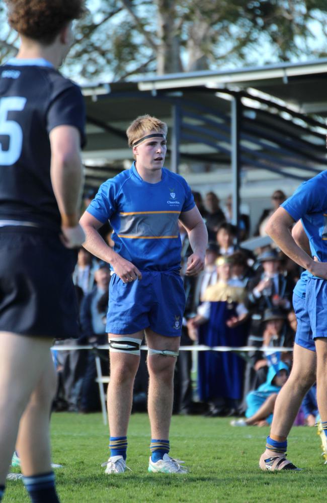 Sam Williams was excellent at lock for Churchie before coming off in the second half. GPS First XV rugby round one action between BGS and Churchie.