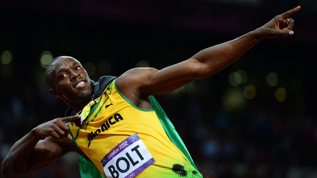 Jamaica's Usain Bolt celebrates after winning the men's 100m final at the London 2012 Olympic Games. Picture: Olivier Morin/AFP