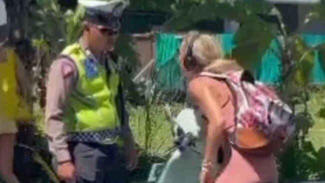 Australian Marita Daniell was deported for arguing with Indonesian police over not wearing a helmet. Picture: Twitter