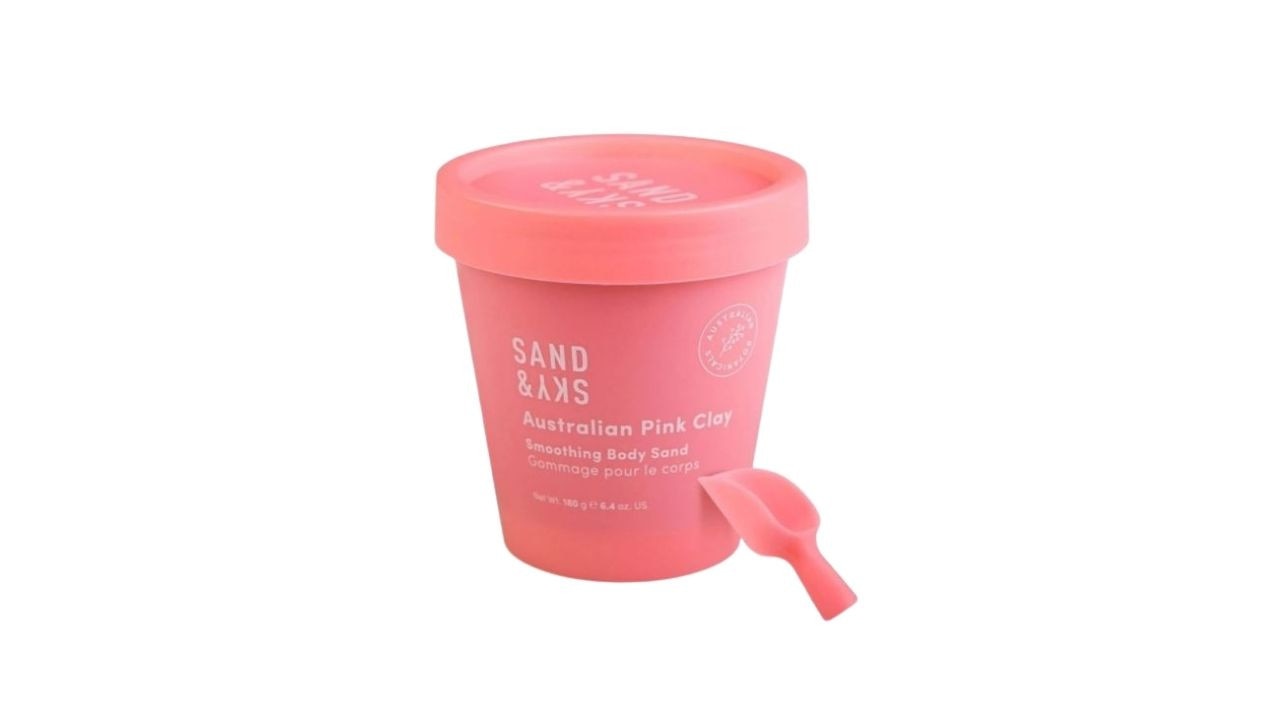 Sand & Sky Australian Pink Clay Smoothing Body Sand Exfoliator. Picture: Myer.