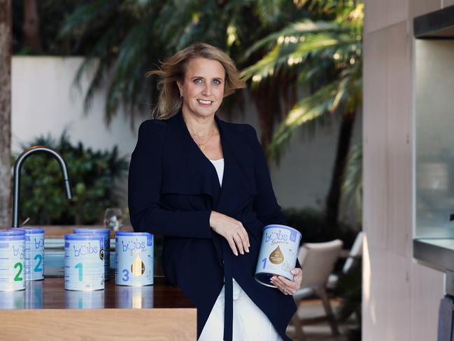 Co-founder and chief executive of organic baby formula and foods maker Bubs Australia Kristy Carr has sealed a deal to send more than a million tins to the United States, after one of its biggest formula factories had to shut down in February. Reports of rare Cronobacter sakazakii bacterial infections in four infants, worsened a shortage that began with pandemic supply-chain issues due to contamination issues. Jane Dempster/The Australian.