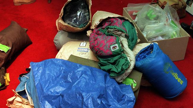 Camping equipment belonging to the victims found at Ivan Milat's and his brother's homes. Picture: Crime NSW