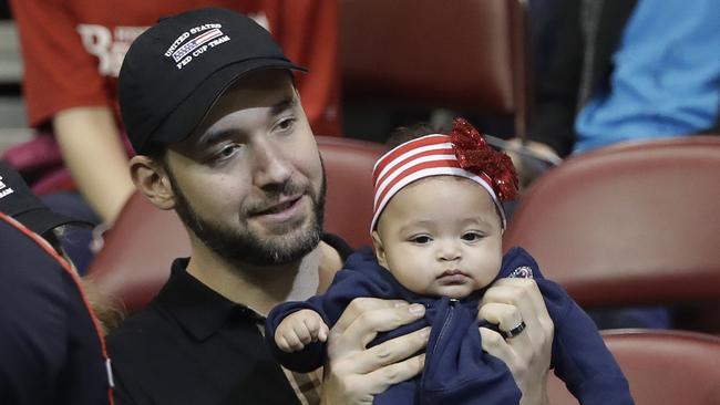 Alexis Ohanian, husband of Serena, with their child, daughter Alexis Olympia. Pic: AP