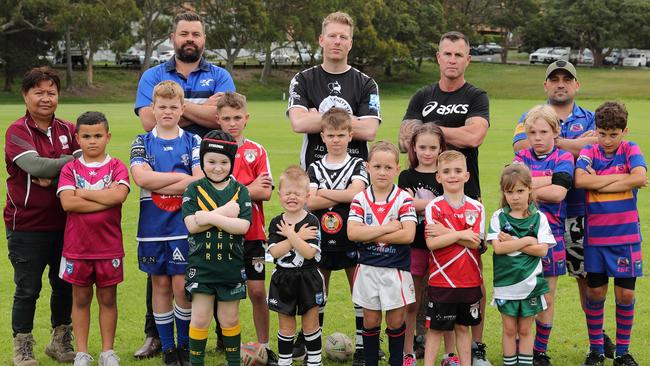 Kids and officials in the Manly district, including Manly Cove, Narraweena, Narrabeen, Christian Brothers, North Curl Curl, Mona Vale, Harbord and Forestville came together to voice their concerns about tackle bans. Picture: Peter Bowes