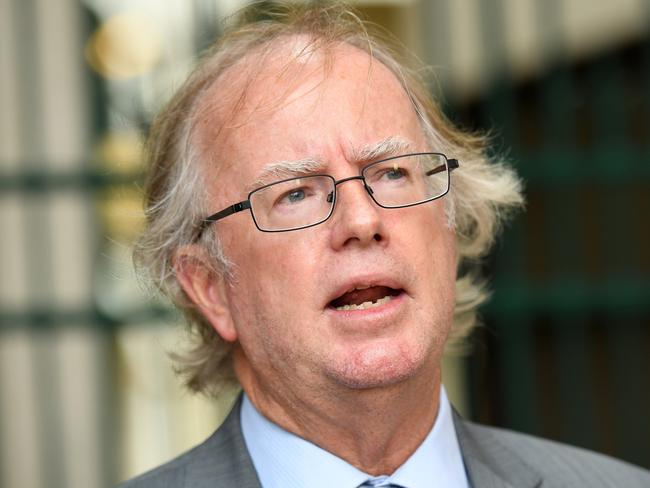 David Muir, Chair of the Clem Jones Trust, speaking outside the Queensland Parliament House.