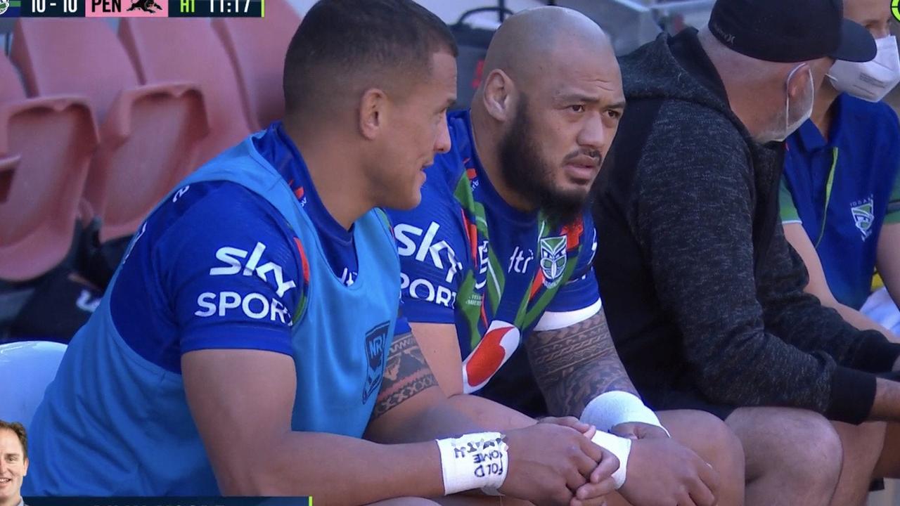 Kane Evans' wrist tape in Warriors v Penrith game