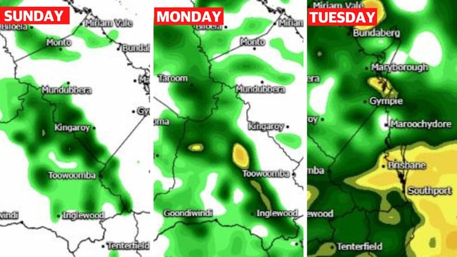 A monster rain system that has drenched South East Queensland in the past week is set to rise from the dead. Picture: weatherwatch.net.au