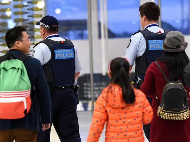 Security at Melbourne this morning. Picture: Nicole Garmston