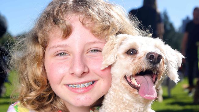 Mireille Dunn 13 years from Wynnum with  Orla 2 years, Million Paws, at The University of Queensland for a huge family fun day and walk to help raise much needed funds for animals, St Lucia, on Sunday 26th May 2024 - Photo Steve Pohlner