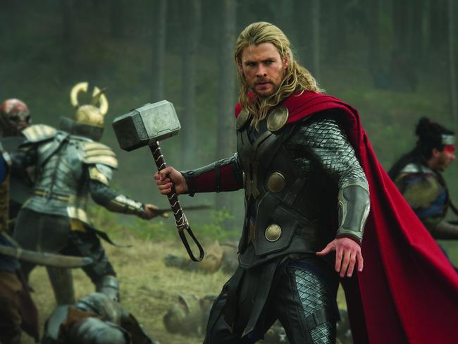 Chris Hemsworth as Thor, who is known for his godlike physique.