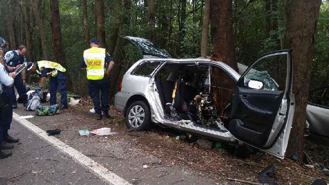 Police at the scene of the crash.