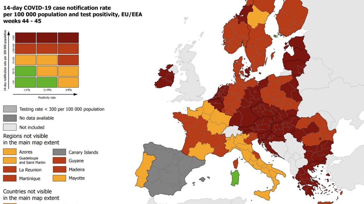 This EU map shows the areas where Covid cases are rising fastest.