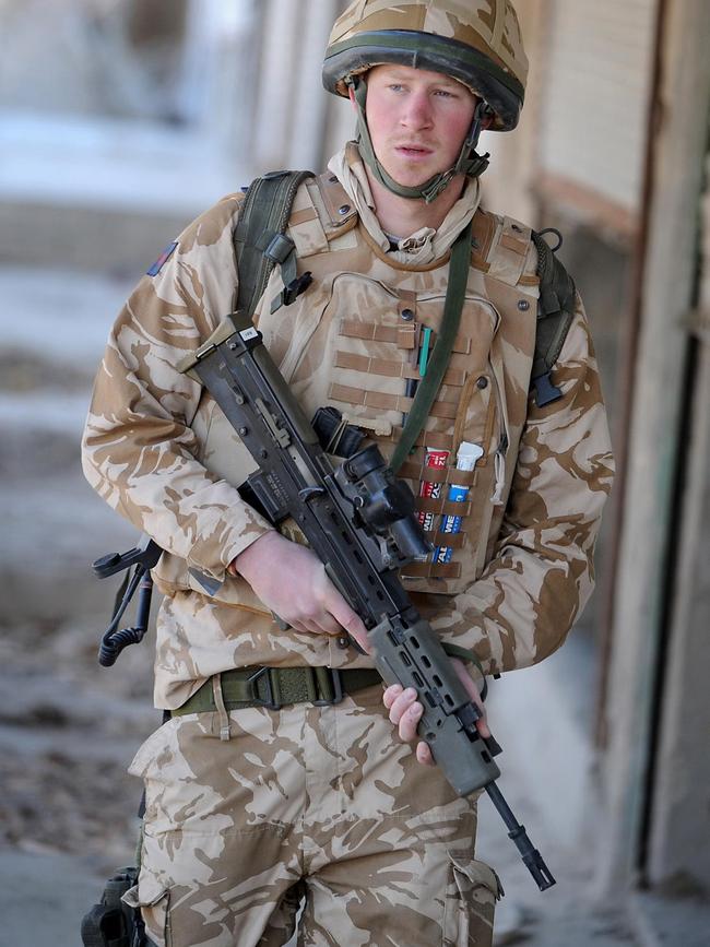 Prince Harry on patrol in Southern Afghanistan in 2008. Picture: AFP Photo