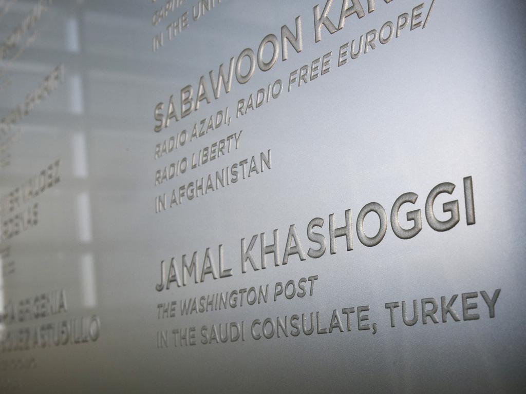 The addition of Jamal Khashoggi’s name to the Newseum's Journalists Memorial in Washington was unveiled on June 3. Picture: Patrick Semansky/AP