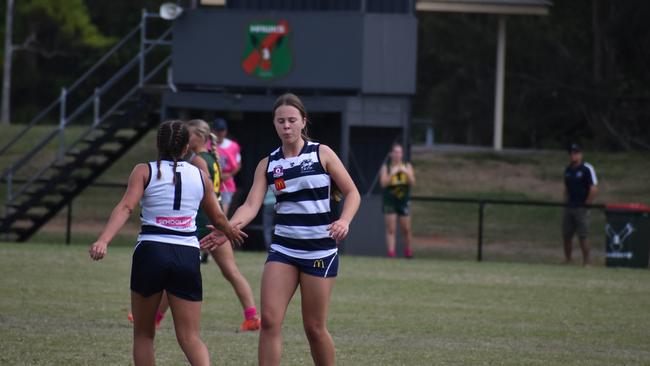 Under-17 Girls division 1 action between the Broadbeach Cats and Maroochy Roos. Sunday April 23, 2023. Picture: Nick Tucker