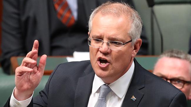 Scott Morrison in question time yesterday. Picture: Kym Smith