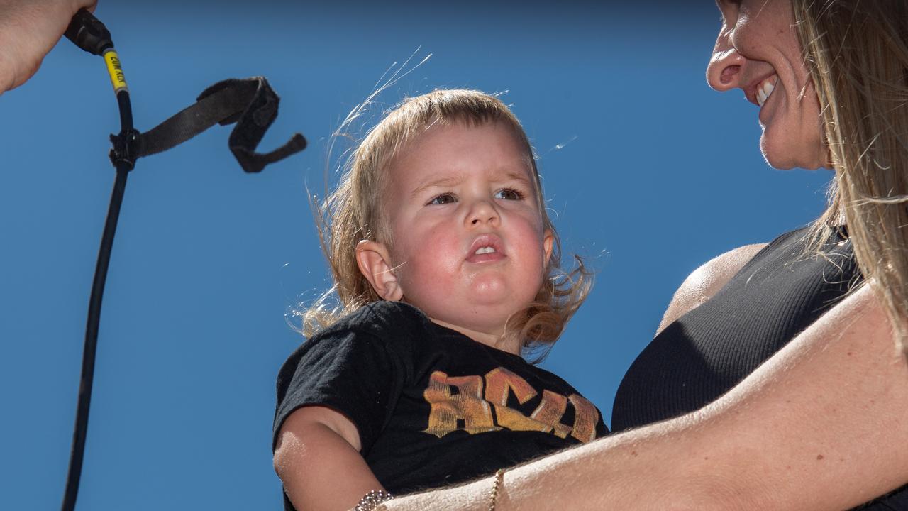 Mulletfest competition at the 2024 Top End Rock N Rodeo Muster at the Darwin Showgrounds. Picture: Pema Tamang Pakhrin.