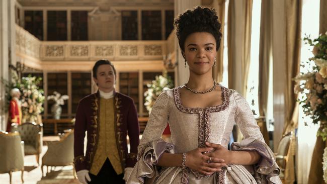 India Amarteifio in Netflix’s Queen Charlotte: A Bridgerton Story; students prefer television to the traditional literary canon. Photo: Liam Daniel/Netflix