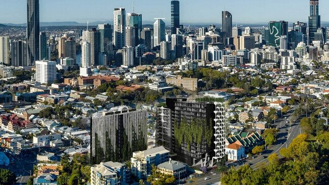 Artist's impression of the two 15-level towers proposed for the old Energex site in Spring Hill.